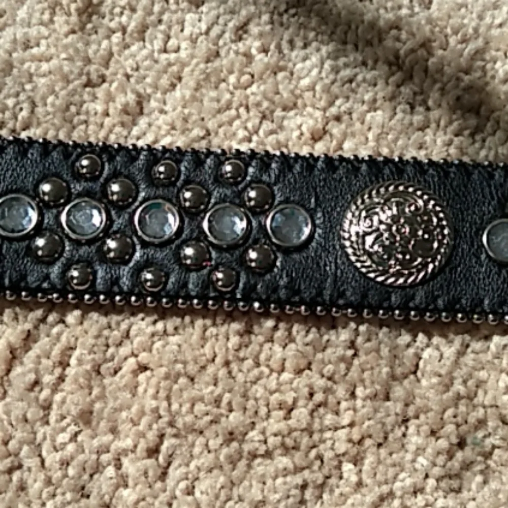 Genuine leather‎ western black bling belt size lg